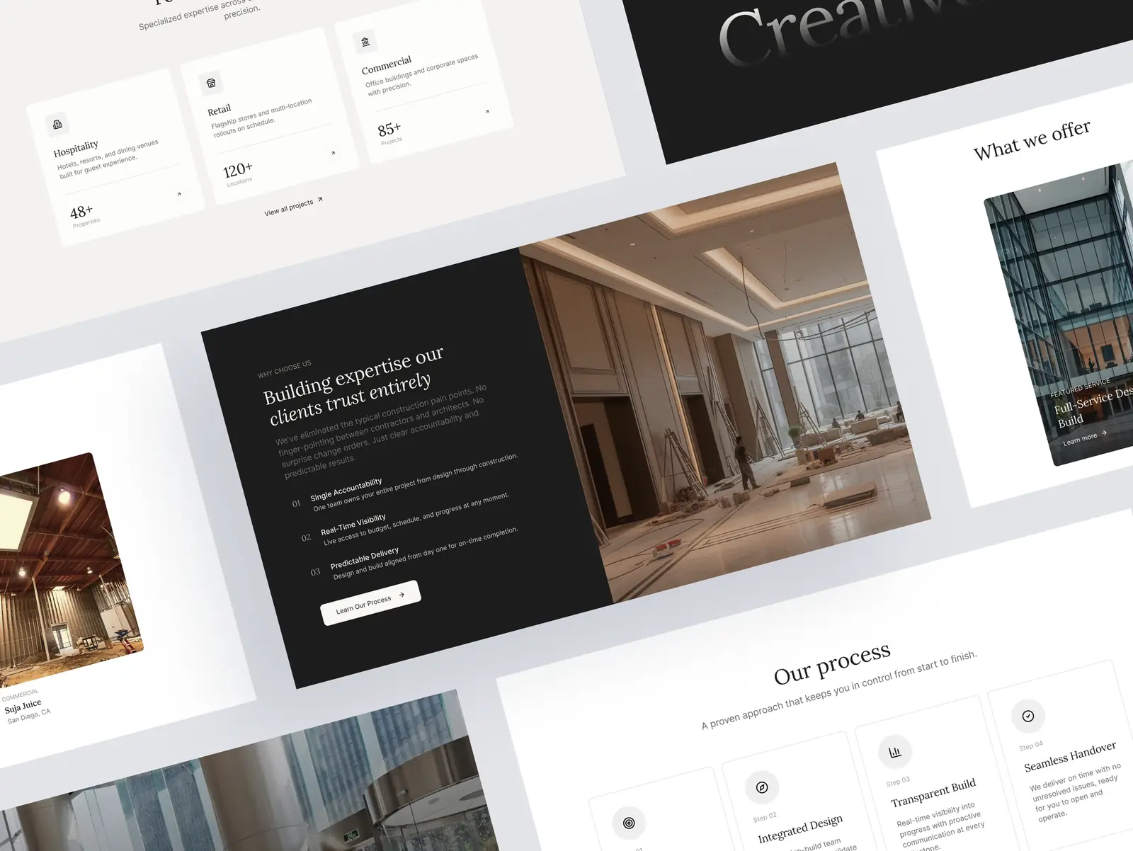 Creative Builds interface collage