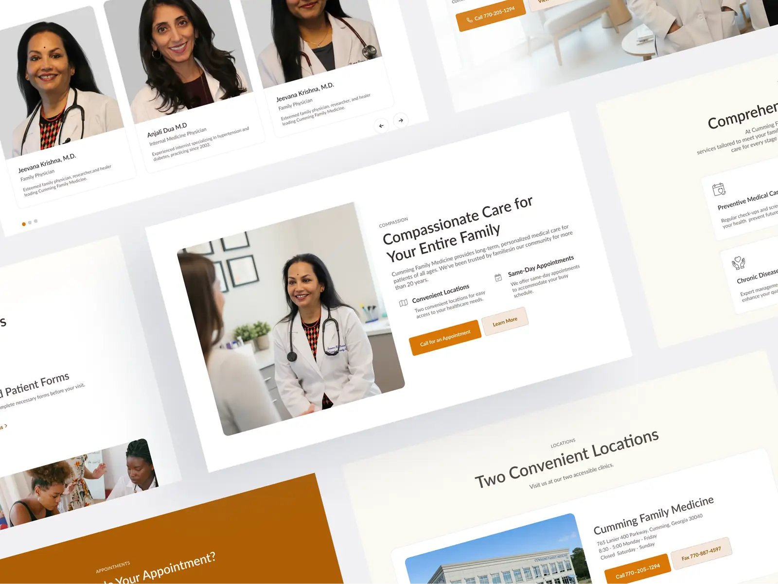 Cumming Family Medicine interface collage