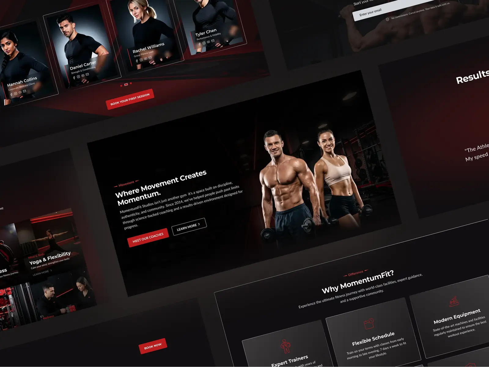 MomentumFIT interface collage