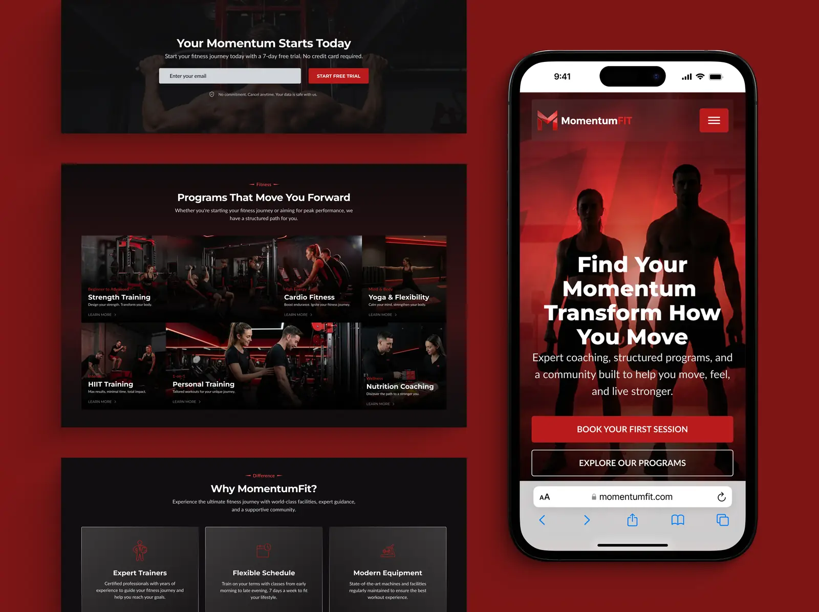MomentumFIT feature highlights collage